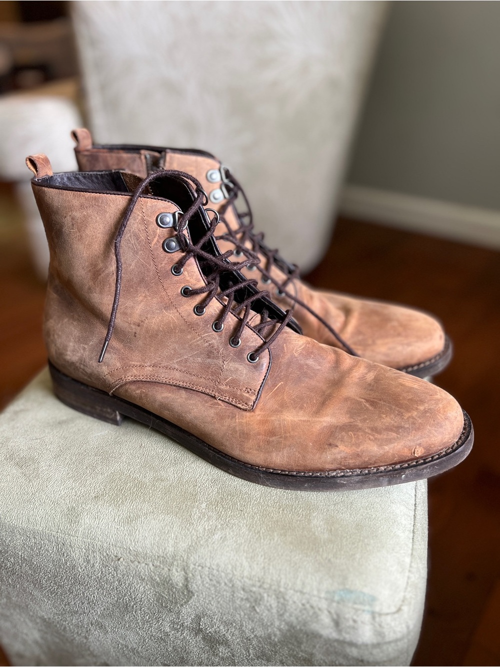 Warfield & Grand Men's Brown Leather Lace-Up Boots size 12